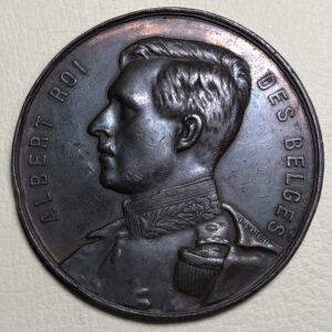 Belgica, Medalla cívica concurso de viviendas obreras, Bruselas 1909, Rey Alberto I. Bronce 50 mm.
