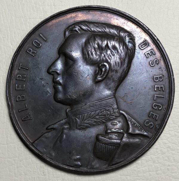 Belgica, Medalla cívica concurso de viviendas obreras, Bruselas 1909, Rey Alberto I. Bronce 50 mm.