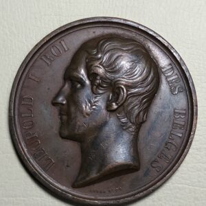 Bélgica, medalla conmemorativa Leopoldo I, rey de los belgas 1835. Bronce 57 mm.