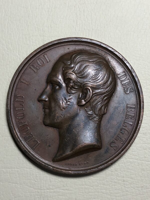 Bélgica, medalla conmemorativa Leopoldo I, rey de los belgas 1835. Bronce 57 mm.