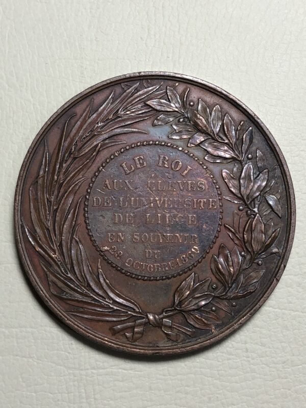 Bélgica, medalla conmemorativa Leopoldo I, rey de los belgas 1835. Bronce 57 mm. - Imagen 2
