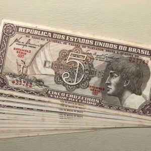 Brasil 5 cruzeiros 1961 UNC manchas P166a Vitoria Regia