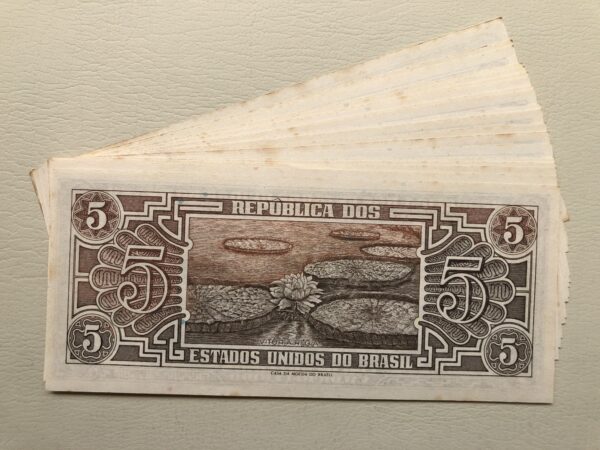 Brasil 5 cruzeiros 1961 UNC manchas P166a Vitoria Regia - Imagen 2