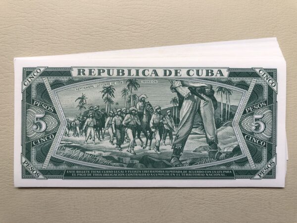 Cuba 5 pesos 1990 UNC P103d revolución cubana - Imagen 2