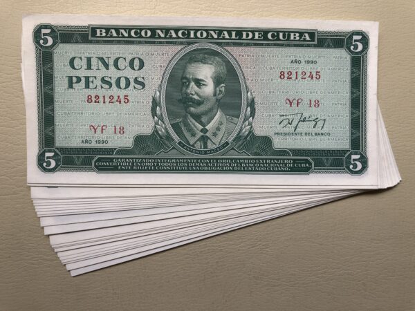 Cuba 5 pesos 1990 UNC P103d revolución cubana
