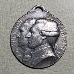 Francia / USA, medalla conmemorativa entrada de USA a la Primera Guerra Mundial 1917, bronce plateado 27.5 mm. 1 PC.