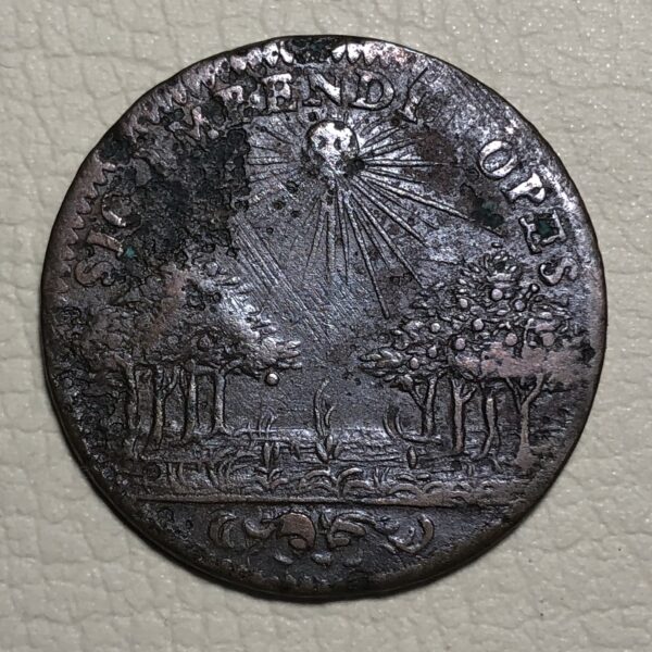 Francia, jetón 1671, Luis XIV y María Teresa, bronce 24.6 mm.