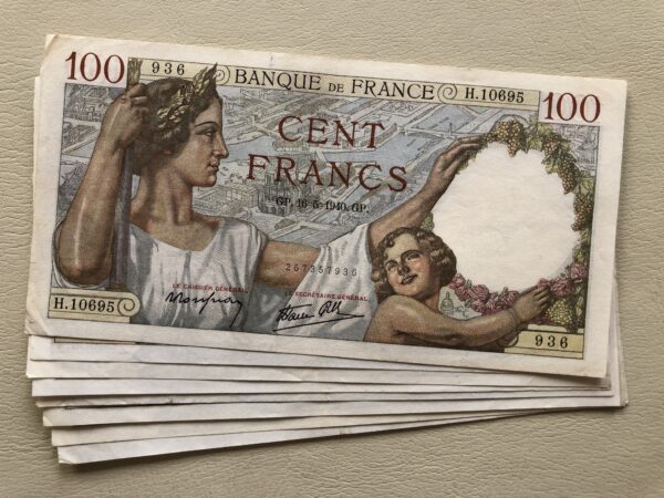 Francia 100 francos 1939-42 XF pinholes P194 - Imagen 2