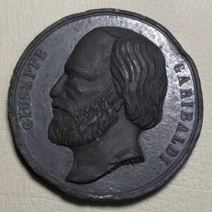 Italia, medalla conmemorativa a las camapañas de 1860, Giuseppe Garibaldi. Peltre 51 mm.