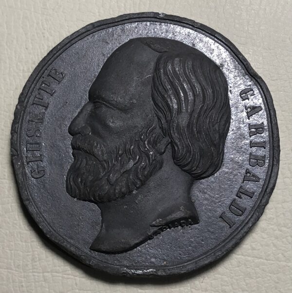 Italia, medalla conmemorativa a las camapañas de 1860, Giuseppe Garibaldi. Peltre 51 mm.