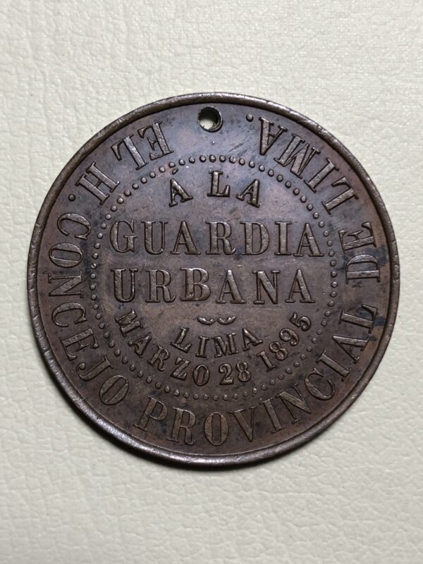Peru, Medalla a la guardia urbana 1895, bronze 30 mm.