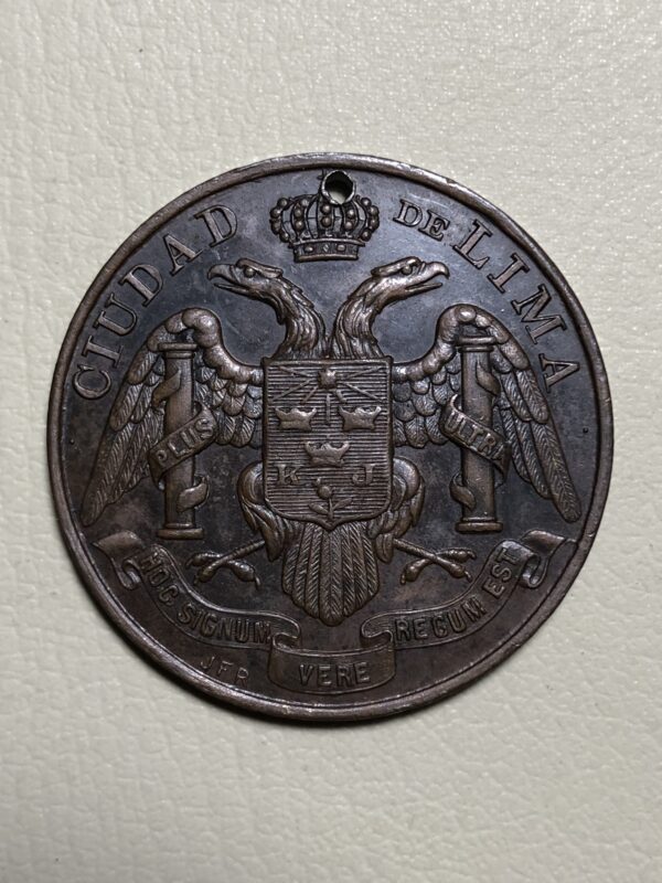 Peru, Medalla a la guardia urbana 1895, bronze 30 mm. - Imagen 2