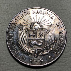 Perú, medalla conmemorativa 1er congreso de medicina, Lima 1927. Plata 29.5 mm.