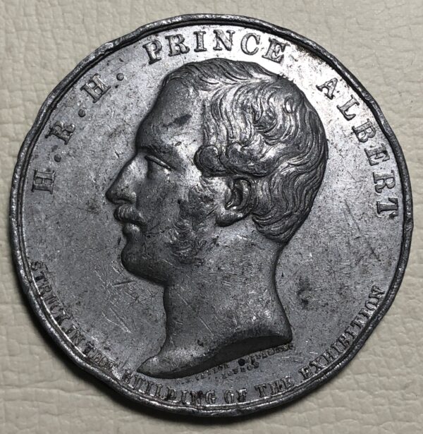 Reino Unido, medalla conmemorativa gran exposición universal de Londres, príncipe Alberto 1851. Peltre 38 mm. - Imagen 2